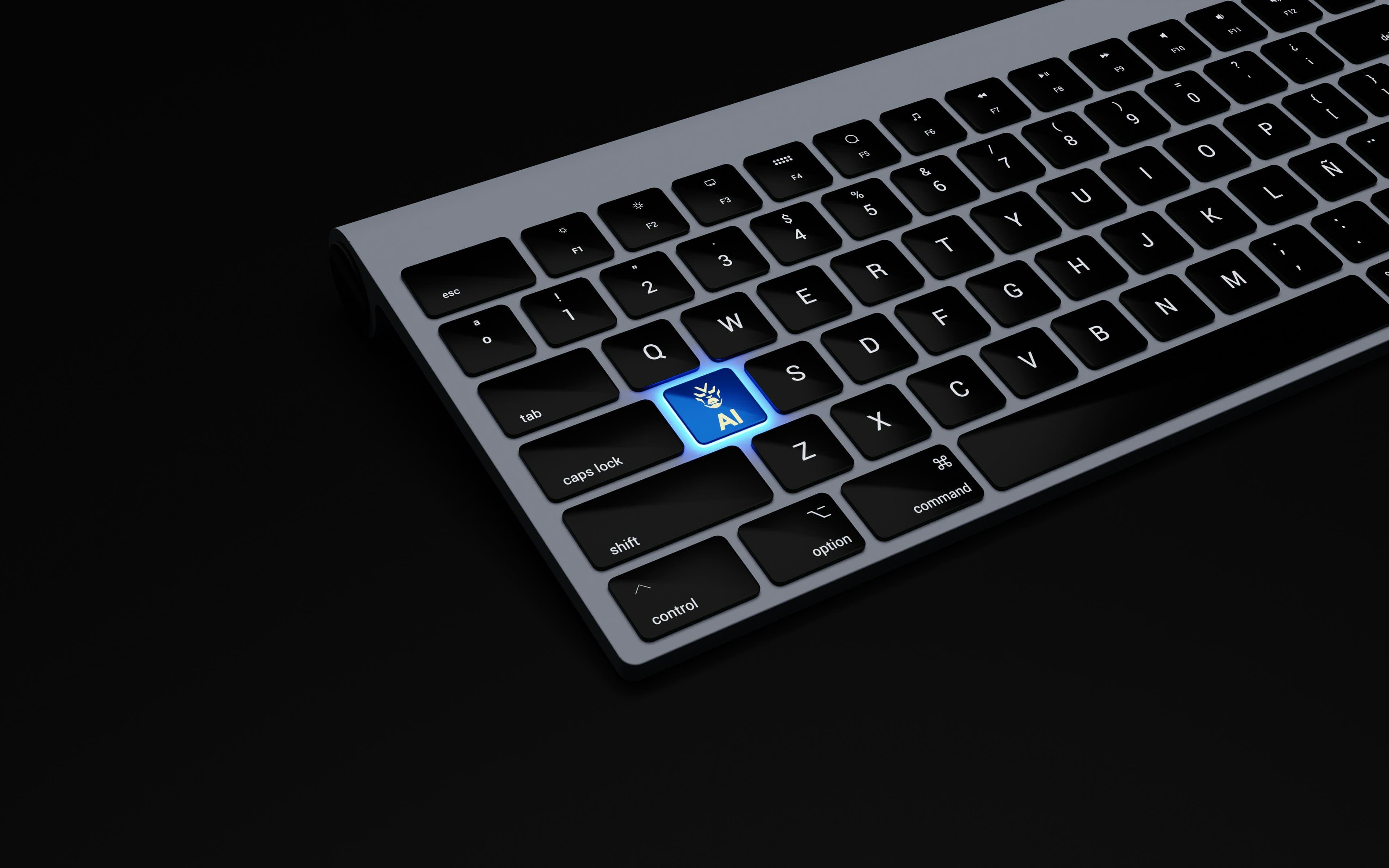 Computer Keyboard With Lighted Up AI Key