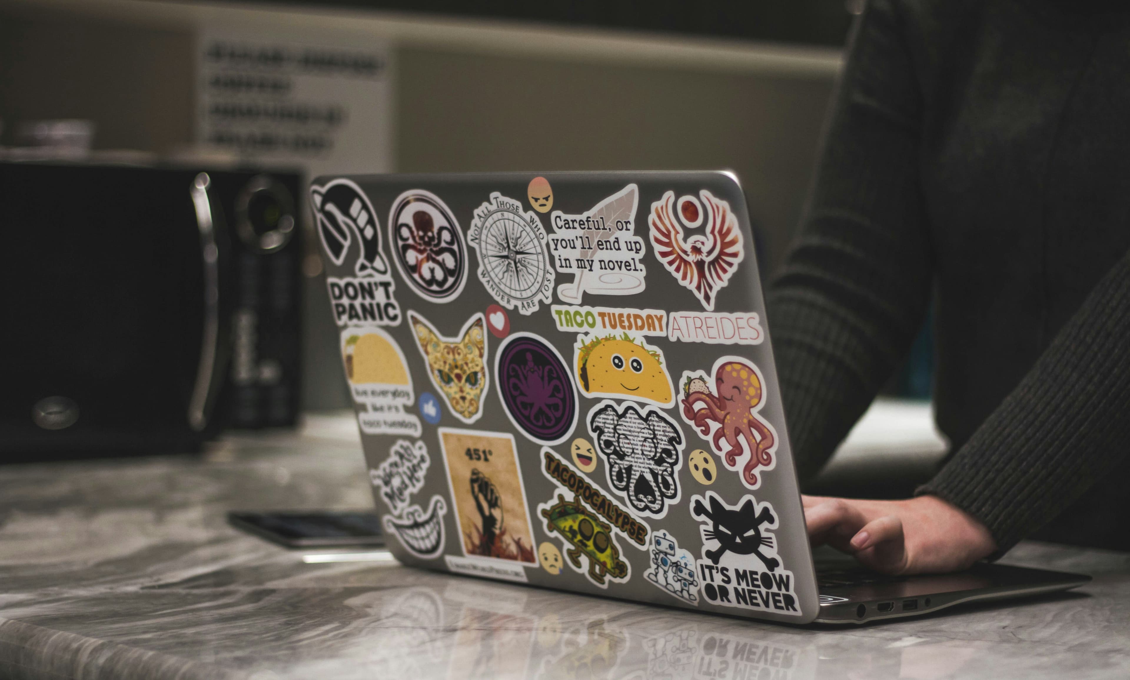 Laptop Back Lid Full Of Stickers