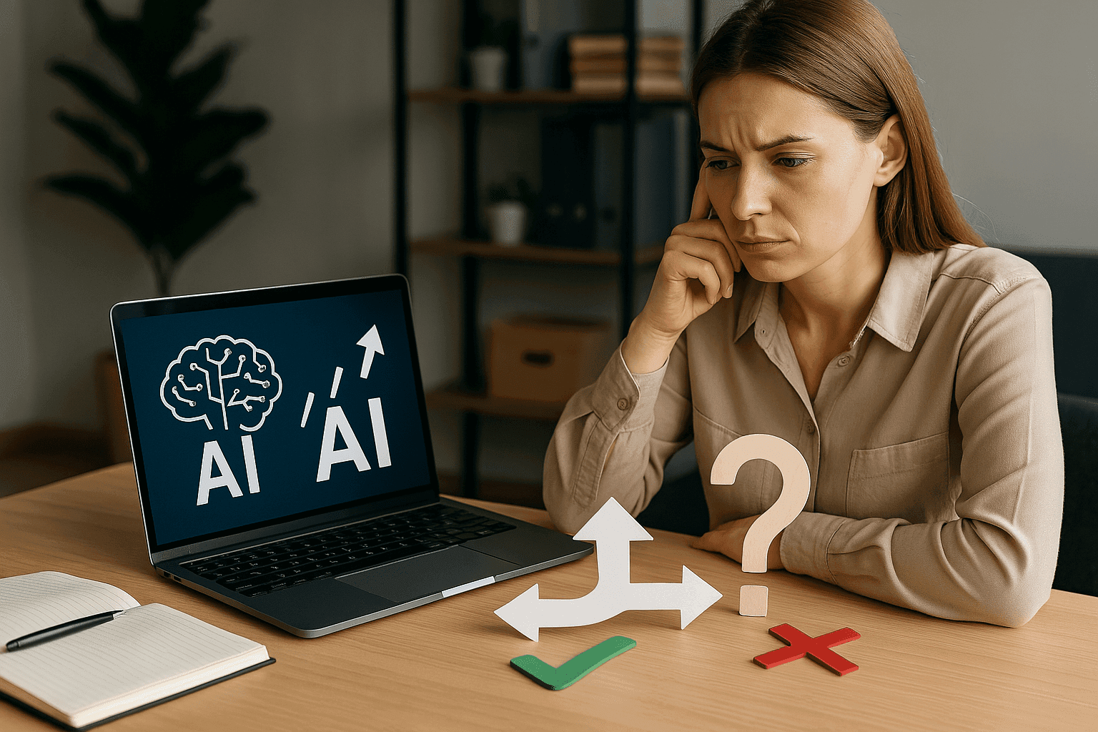 Woman Decision Making With Laptop